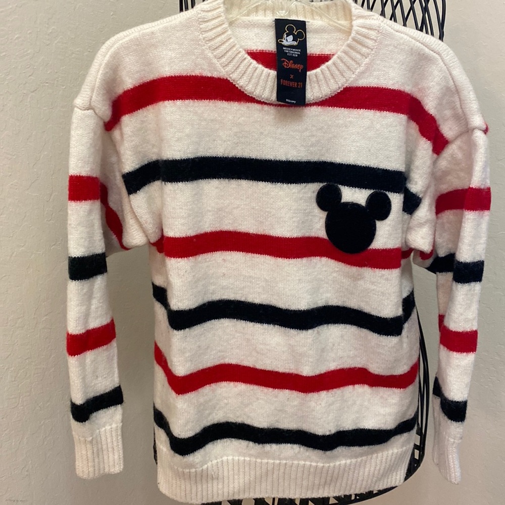 Disney x Forever 21 Mickey Striped Crewneck Sweater
